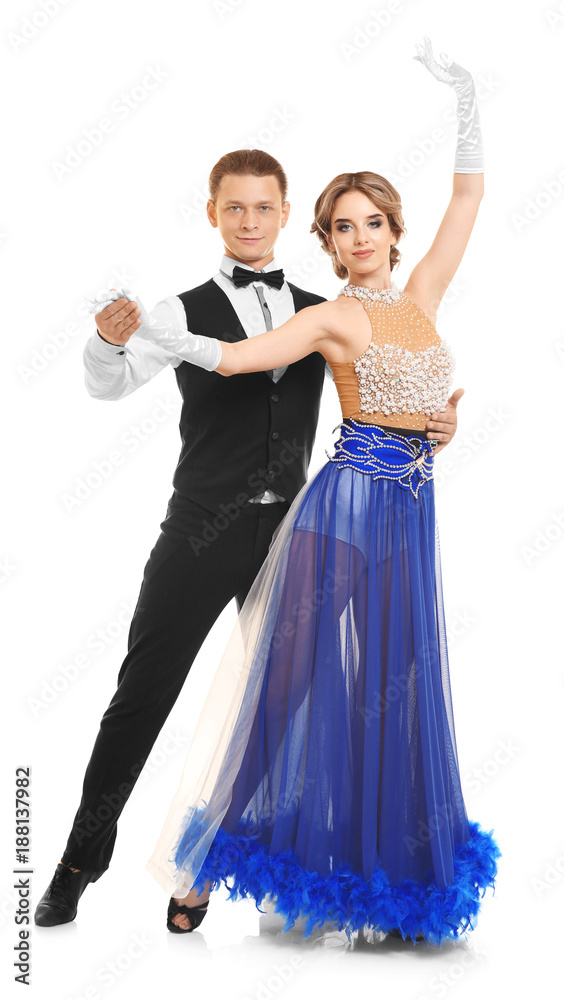 Couple of young dancers on white background Couple of young dancers on white background