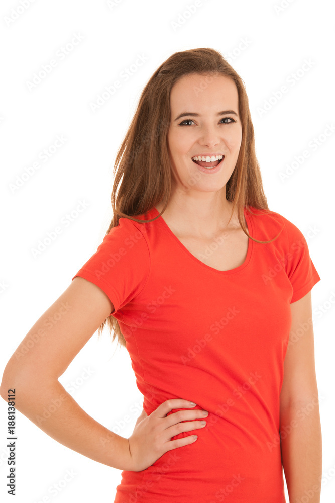 Beautiful young woman laughting isolated ver white background Beautiful young woman laughting isolated ver white background
