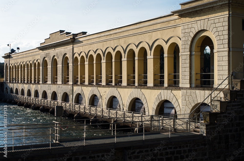 Panperduto dam a 19th century hydraulic masterpiece on the Villoresi canal. Italy