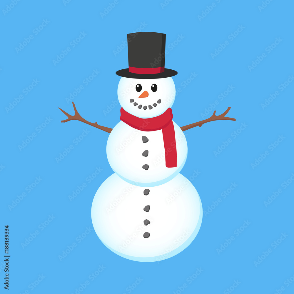 Snowman. Flat design.