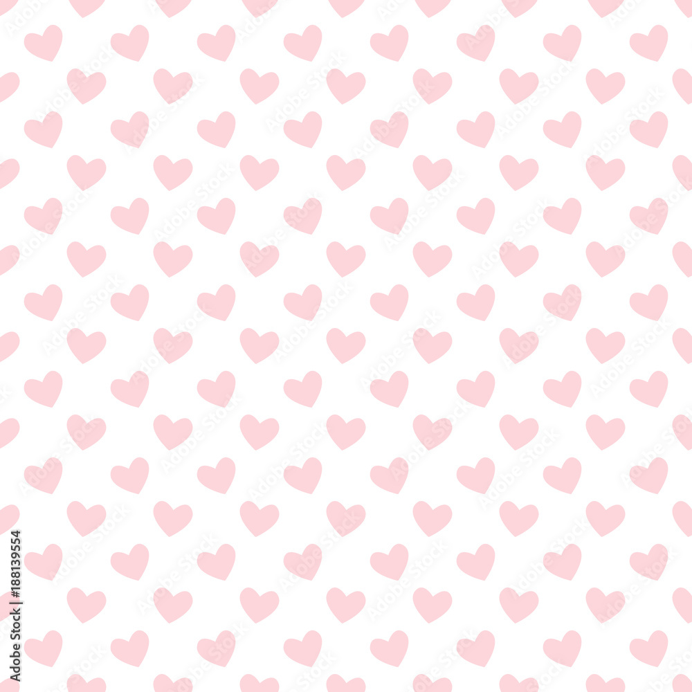 Soft pastel pink heart seamless pattern. Valentine's day vector heart print  isolated on transparent background. Stock Vector