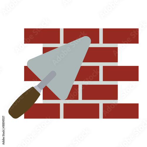 Icon of brick wall with trowel