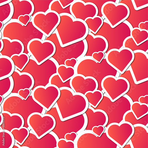 Red hearts seamless pattern 