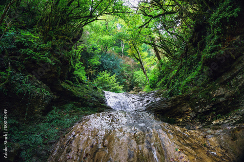 Mountain Creek flowing over the rock from the top of the mountain 