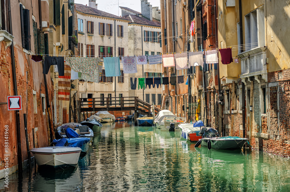 Venice, Italy, washes hanging over canal
