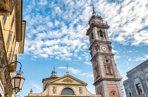 View of Romanesque Basilica of San Vittore church Bell tower of Bernascone in Varese, Italy
 photo