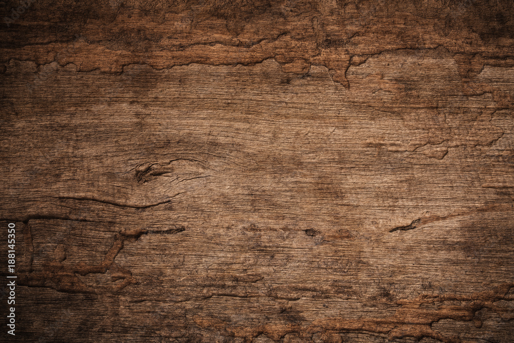 Wood decay with wood termites , Old grunge dark textured wooden background , The surface of the old brown wood texture