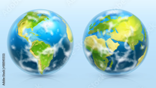 Planet Earth. 3d realistic vector icon set