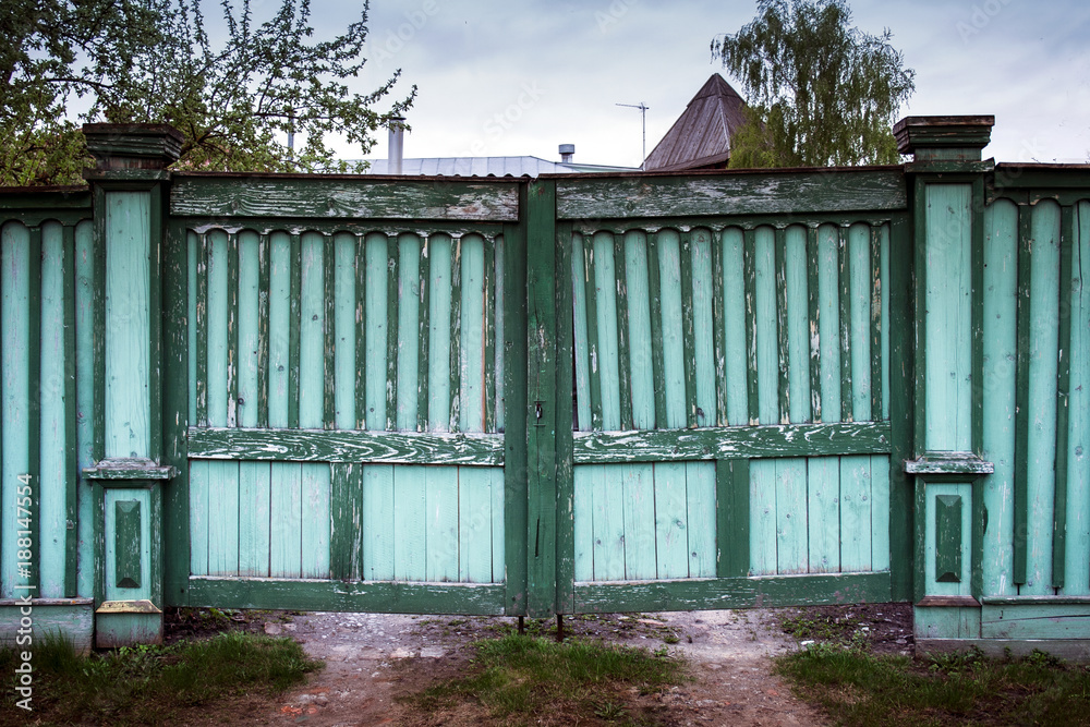 wooden gate in traditional Russian style