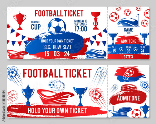 Vector tickets of football soccer cup championship