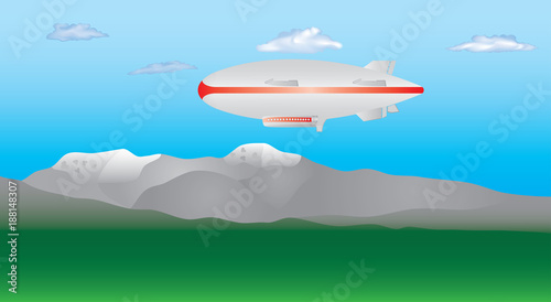 Zeppelin airship on sky with clouds