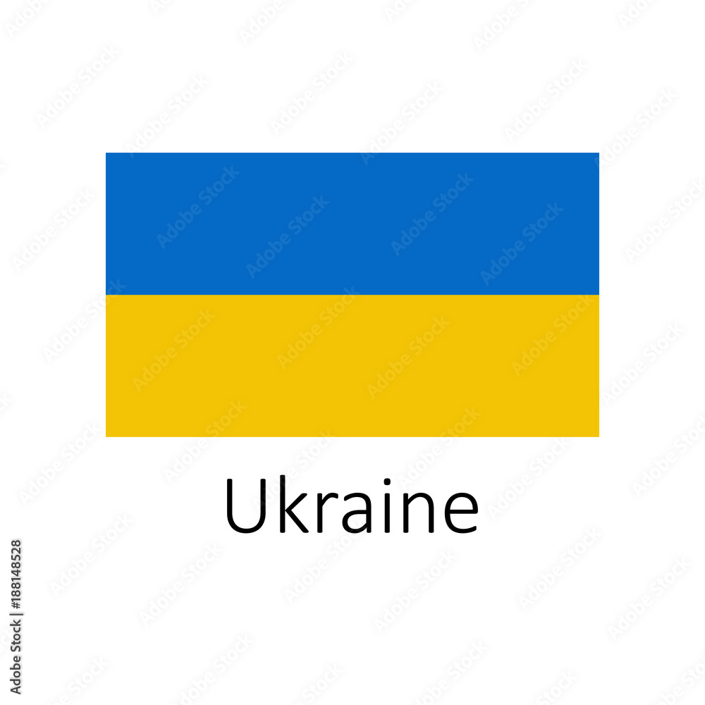 Flag of Ukraine with name icon. Official colors and proportion