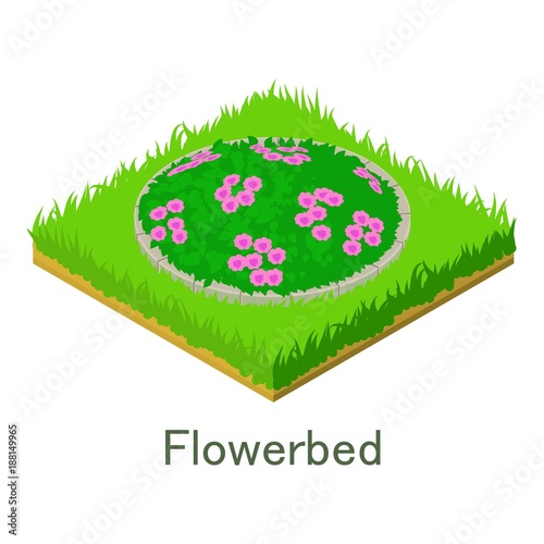 Flowerbed icon, isometric style.