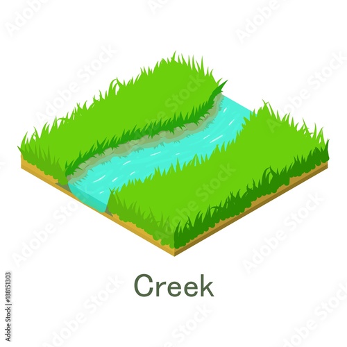 Creek icon, isometric style.