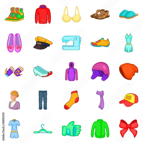 Dandy icons set, cartoon style