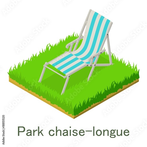 Park chaise-longue icon, isometric style.