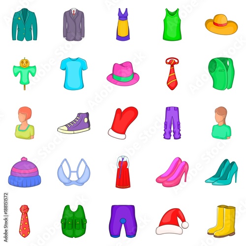 Rakish icons set, cartoon style