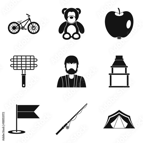 Home environment icons set, simple style