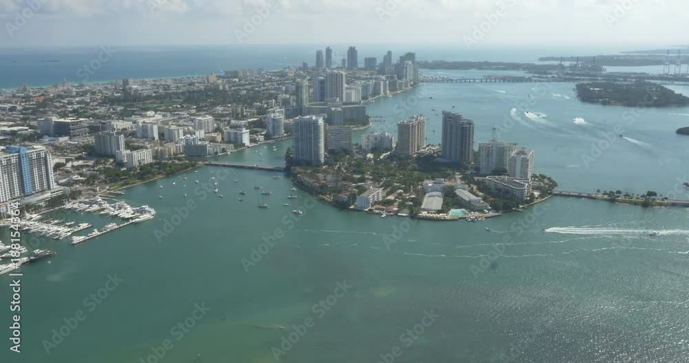 Miami,Florida,USA - November 2014: Aerial view over island Miami,Florida,USA - November 2014: Aerial view over island