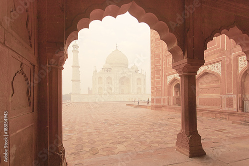 Photography Taj Mahal epic traditional architecture view at sunrise
