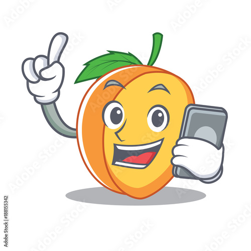 With phone apricot character cartoon style