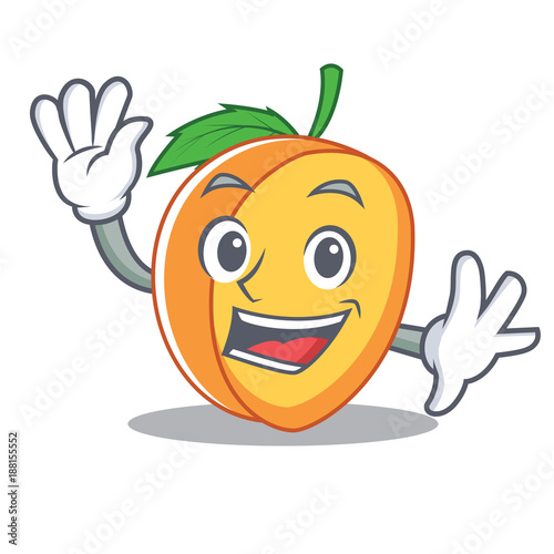 Waving apricot character cartoon style