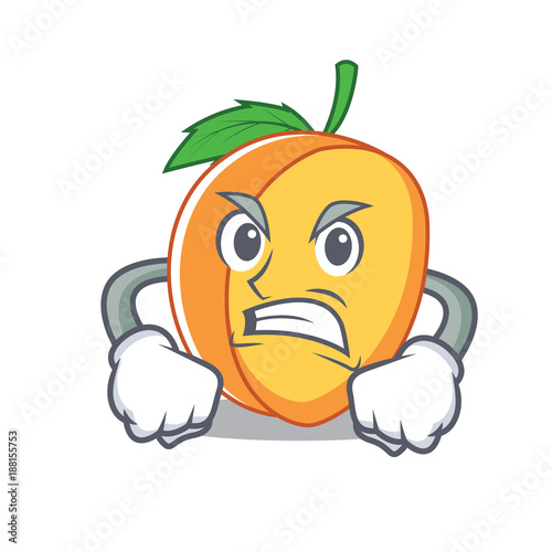 Angry apricot mascot cartoon style