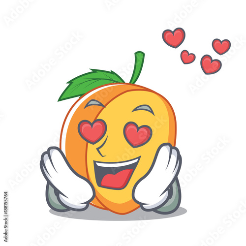 In love apricot mascot cartoon style