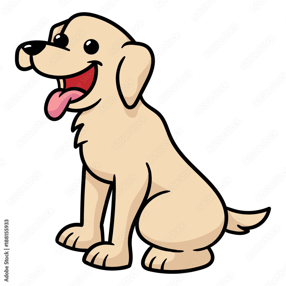 Cartoon Golden Retriever or Labrador Dog Illustration Stock Vector