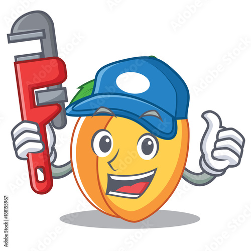 Plumber apricot mascot cartoon style