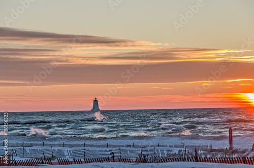 North Breakwater Lighthouse with Ice  photo