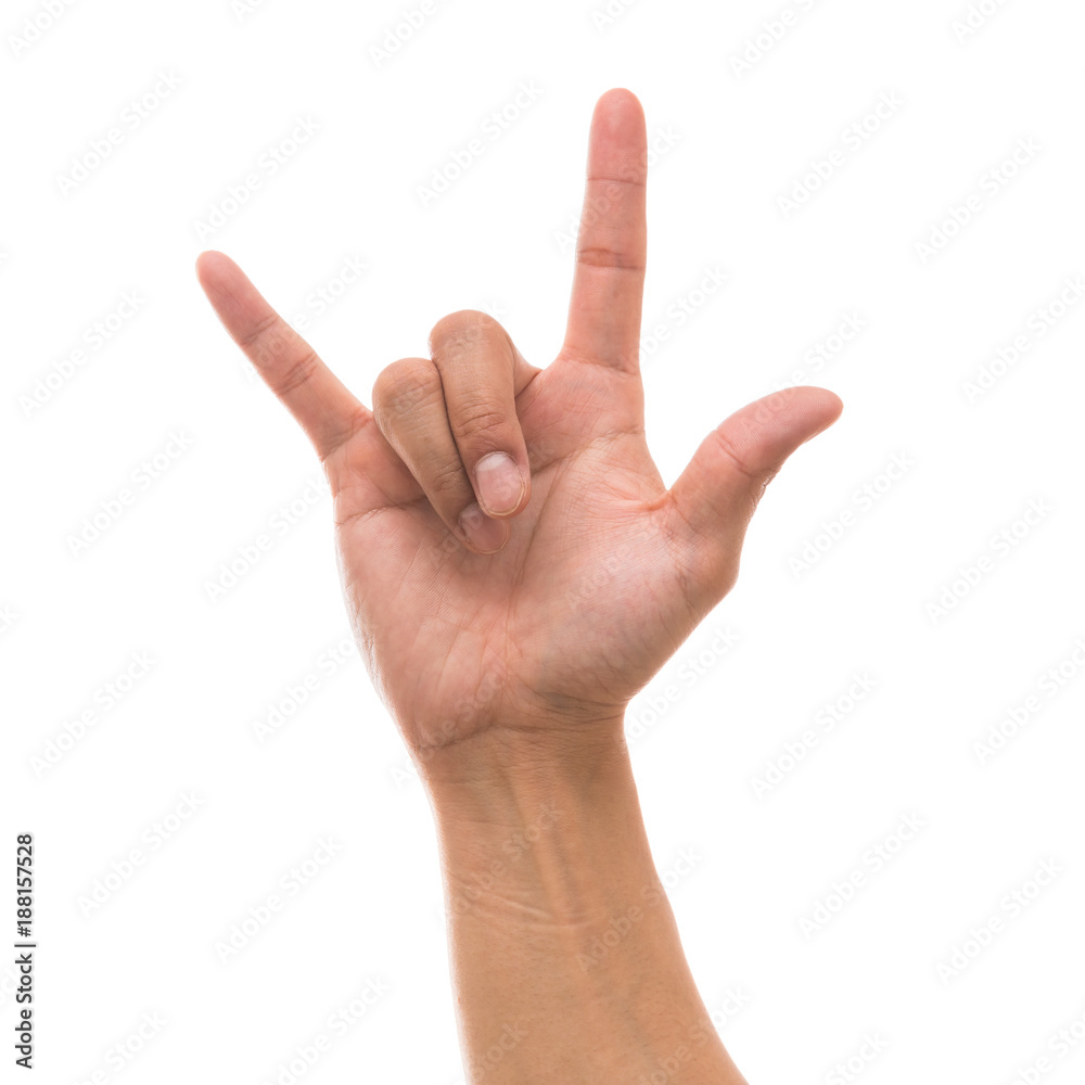 Men hand showing the multi action over white background, include clipping path Men hand showing the multi action over white background, include clipping path