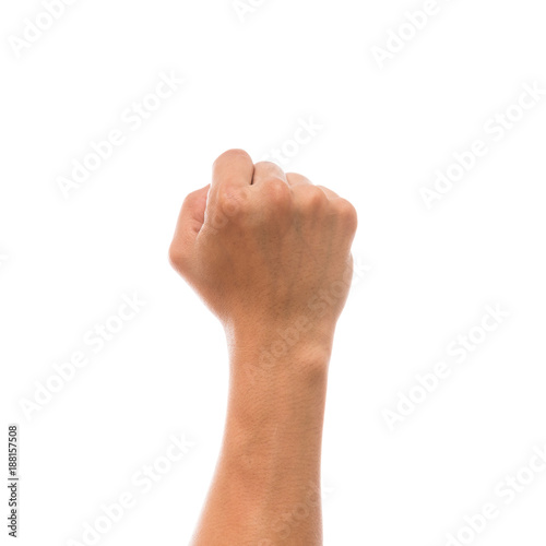 Obraz na płótnie Men hand showing the multi action over white background, include clipping path w salonie