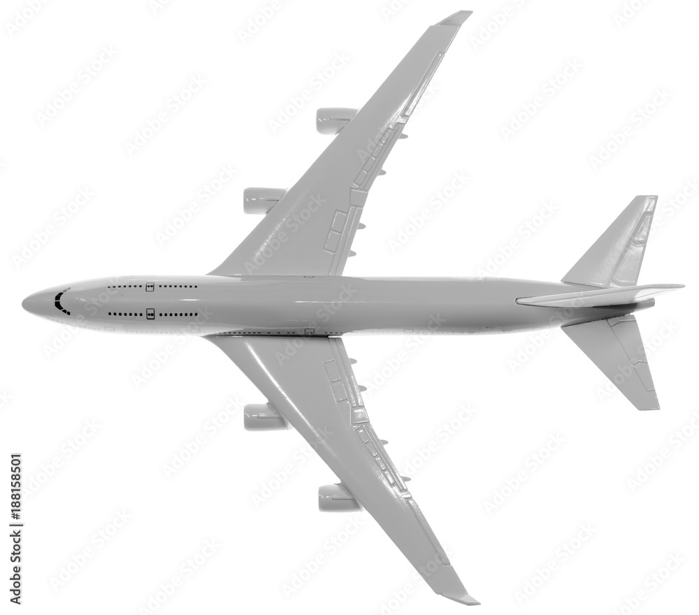 maquette d'avion quadriréacteur vue par dessus en noir et blanc maquette d'avion quadriréacteur vue par dessus en noir et blanc