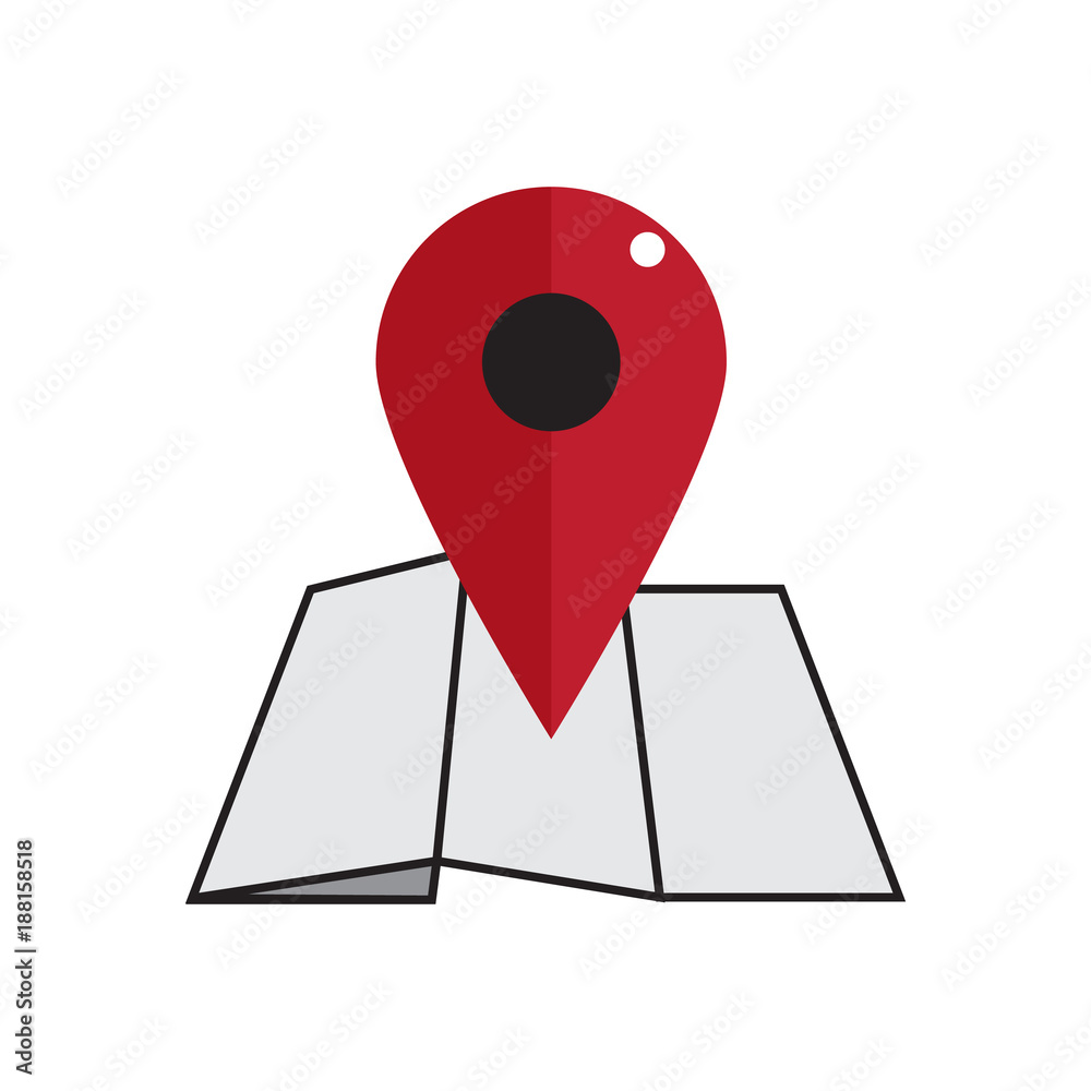 Map with a res pin isolated on white. Map with a res pin isolated on white.
