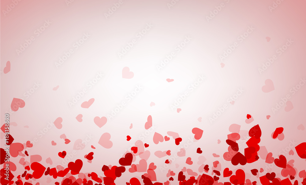 Love valentine's background with red hearts.
