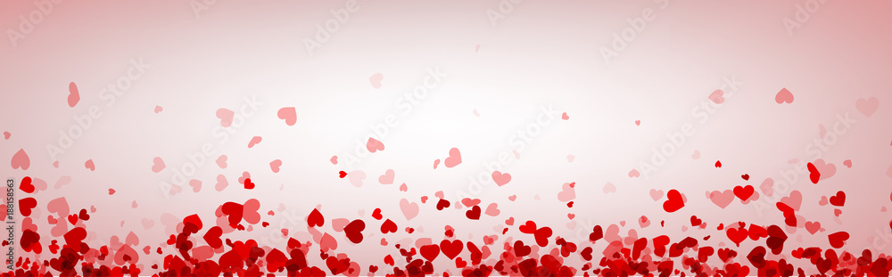 Love valentine's banner with red hearts.