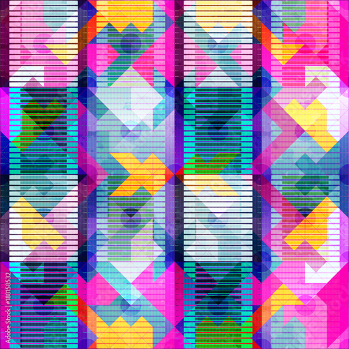 Bright abstract geometric seamless pattern in graffiti style. Quality vector illustration for your design