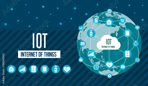 IoT ( internet of things ) image illustration (earth) / blue color.