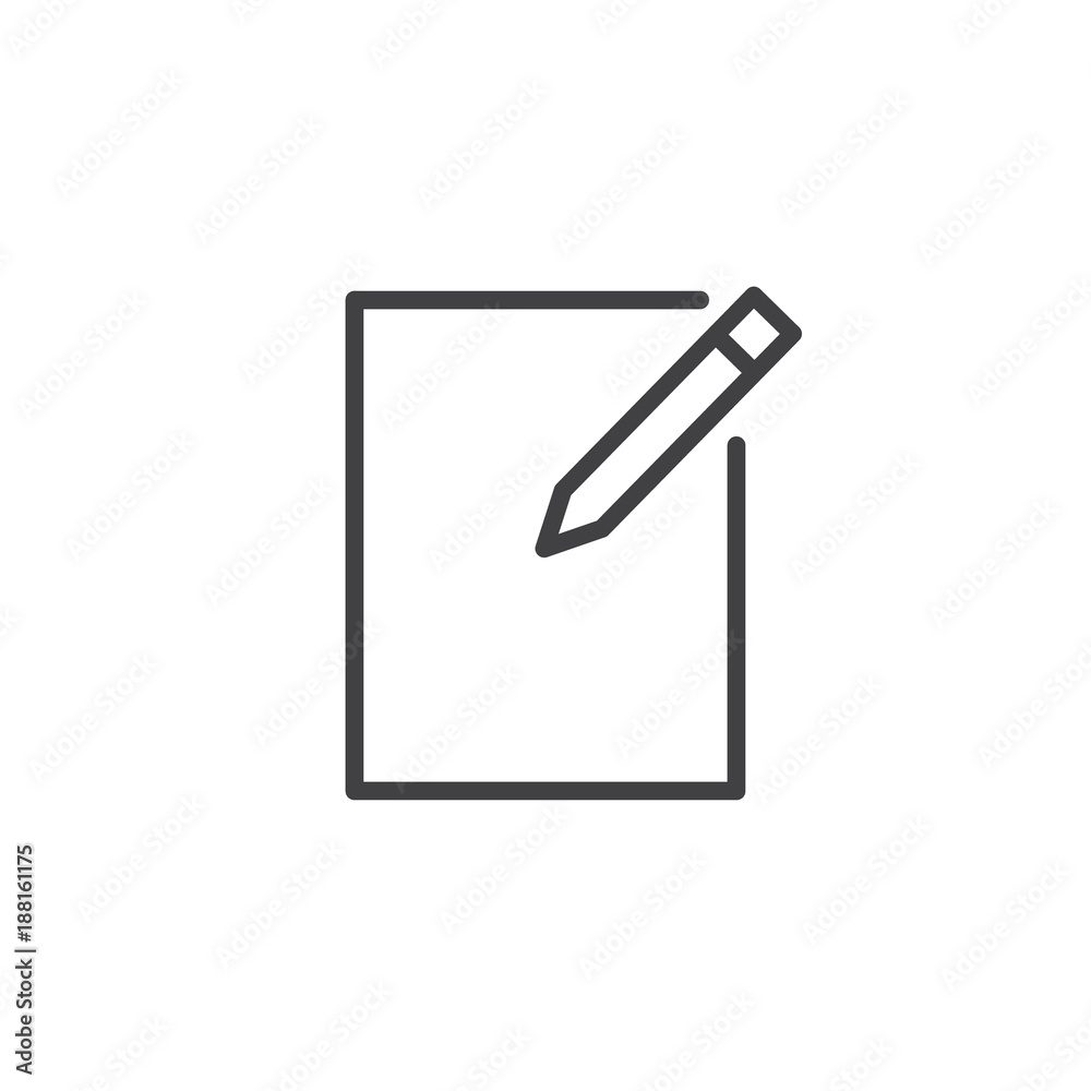 Paper and pen, write line icon, outline vector sign, linear style pictogram  isolated on white. Form symbol, logo illustration. Editable stroke Stock  Vector | Adobe Stock