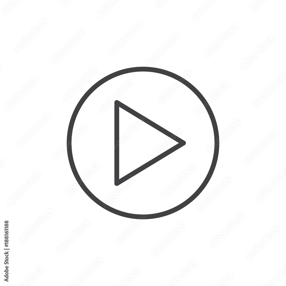 Play button line icon, outline vector sign, linear style pictogram isolated on white. Symbol, logo illustration. Editable stroke Play button line icon, outline vector sign, linear style pictogram isolated on white. Symbol, logo illustration. Editable stroke