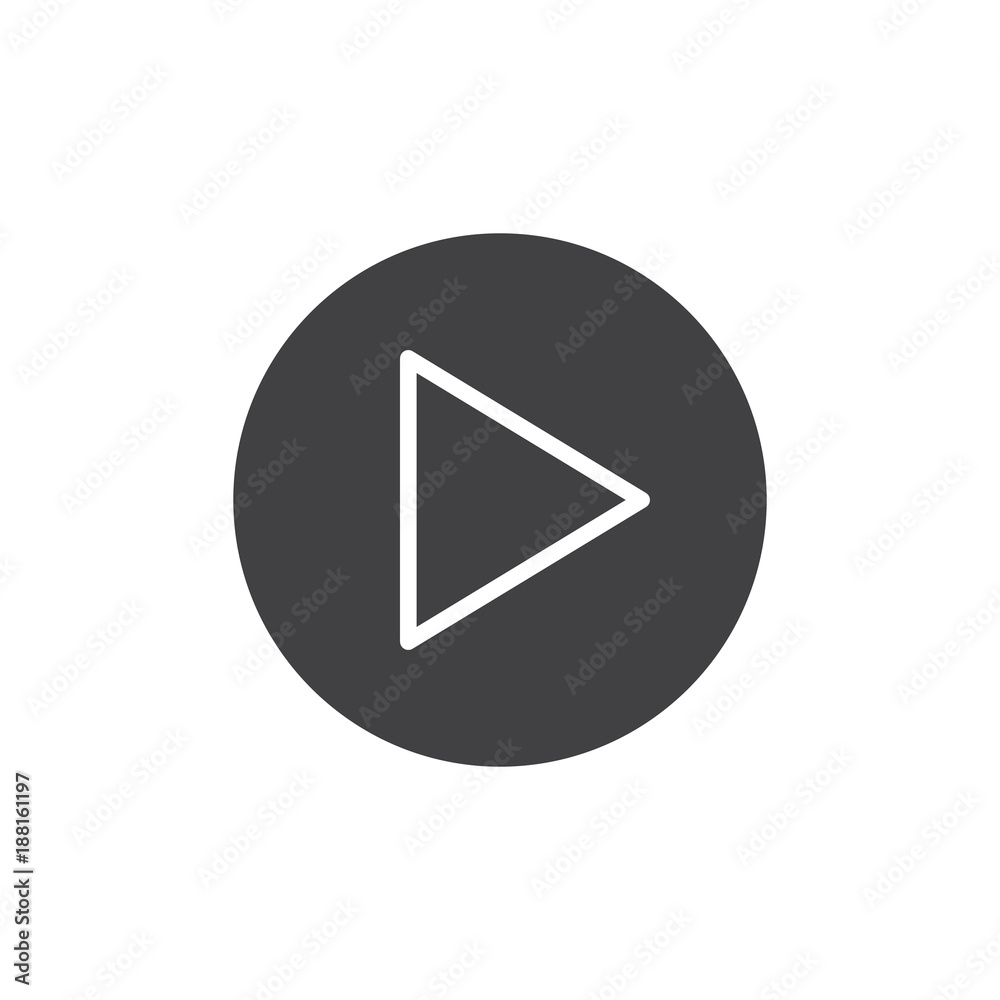 Play button icon vector, filled flat sign, solid pictogram isolated on white. Symbol, logo illustration. Play button icon vector, filled flat sign, solid pictogram isolated on white. Symbol, logo illustration.
