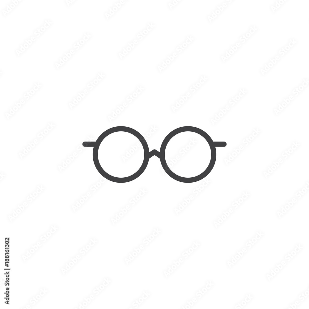 Round Glasses line icon, outline vector sign, linear style pictogram isolated on white. Eyeglass symbol, logo illustration. Editable stroke Round Glasses line icon, outline vector sign, linear style pictogram isolated on white. Eyeglass symbol, logo illustration. Editable stroke