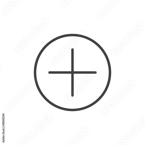 Add button line icon, outline vector sign, linear style pictogram isolated on white. Plus symbol, logo illustration. Editable stroke