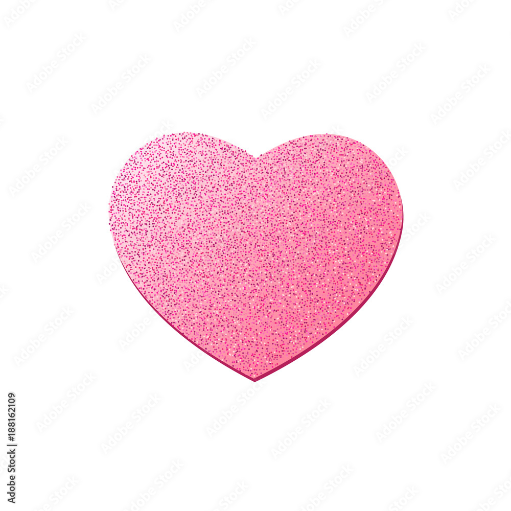 Pink heart from glitters isolated on white background. Happy Valentines Day. Luxury heart. Graphic element for your design. Vector