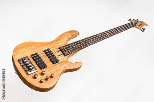 Electric bass guitar isolated on white