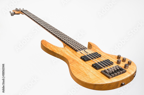 Electric bass guitar isolated on white