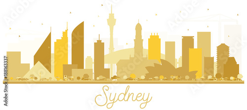 Sydney Australia City skyline golden silhouette.
