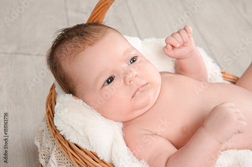 Cute newborn baby lying in ...