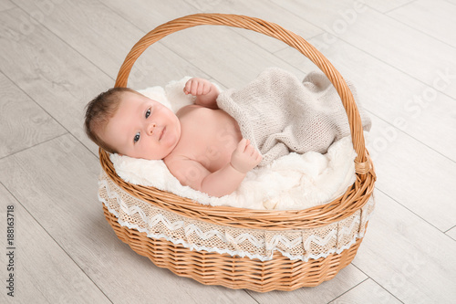 Cute newborn baby lying in ...